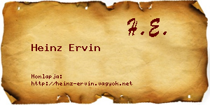 Heinz Ervin névjegykártya